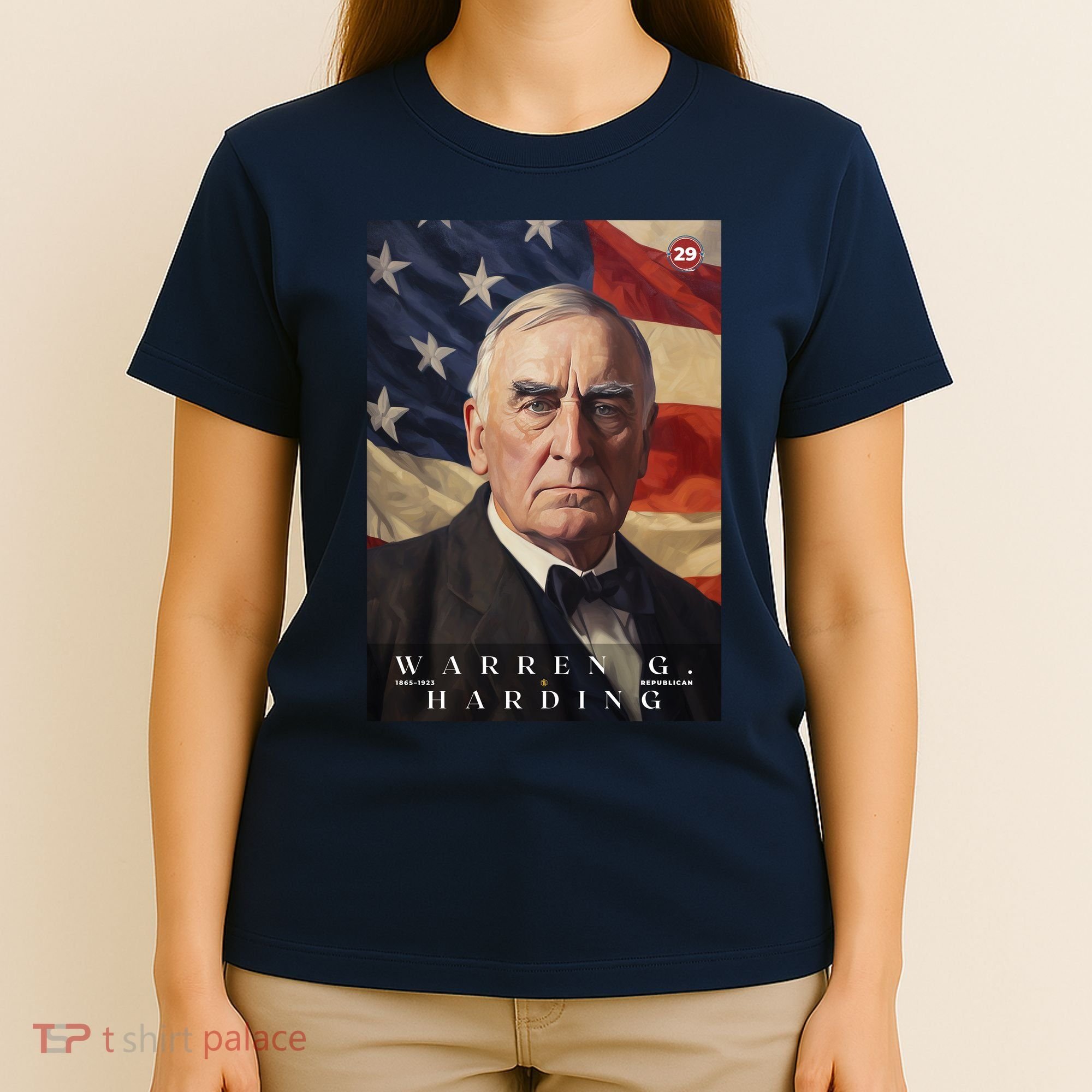 Warren G. Harding 29th President Of The United States Portrait T-Shirt