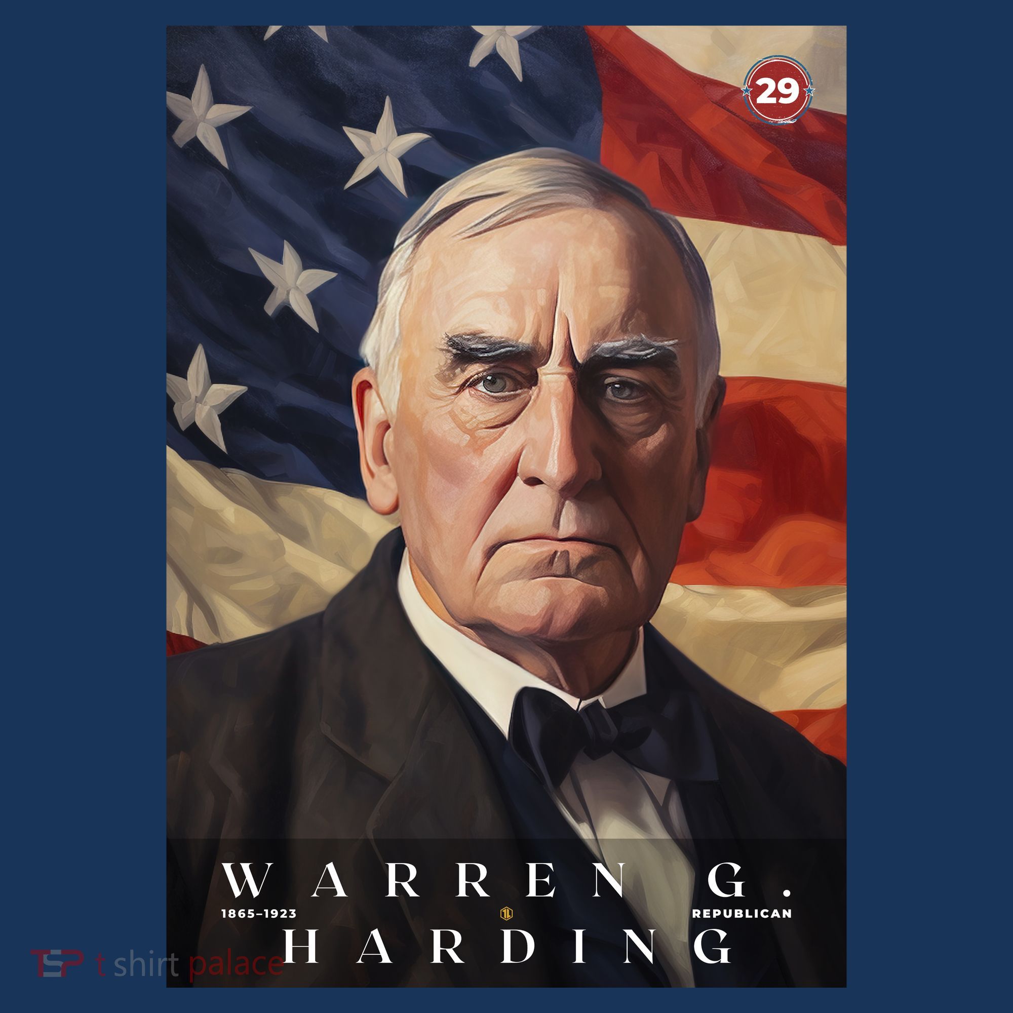 Warren G. Harding 29th President Of The United States Portrait T-Shirt