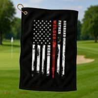Welder Gift Husband Father Welder Hero American Flag Golf Towel thumb 1