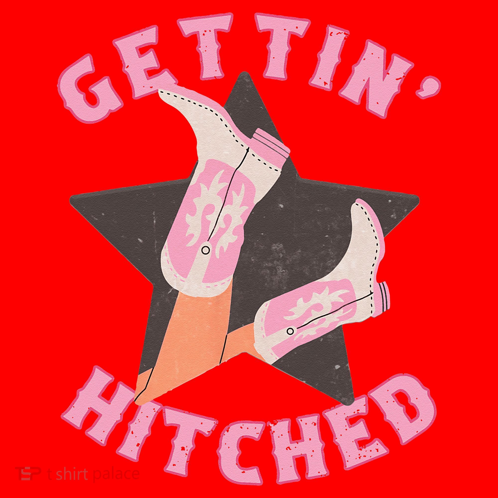 Western Gettin' Hitched Bridal Bachelorette Party Matching Santa Hat