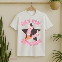 Western Gettin' Hitched Bridal Bachelorette Party Matching T-Shirt thumb 2