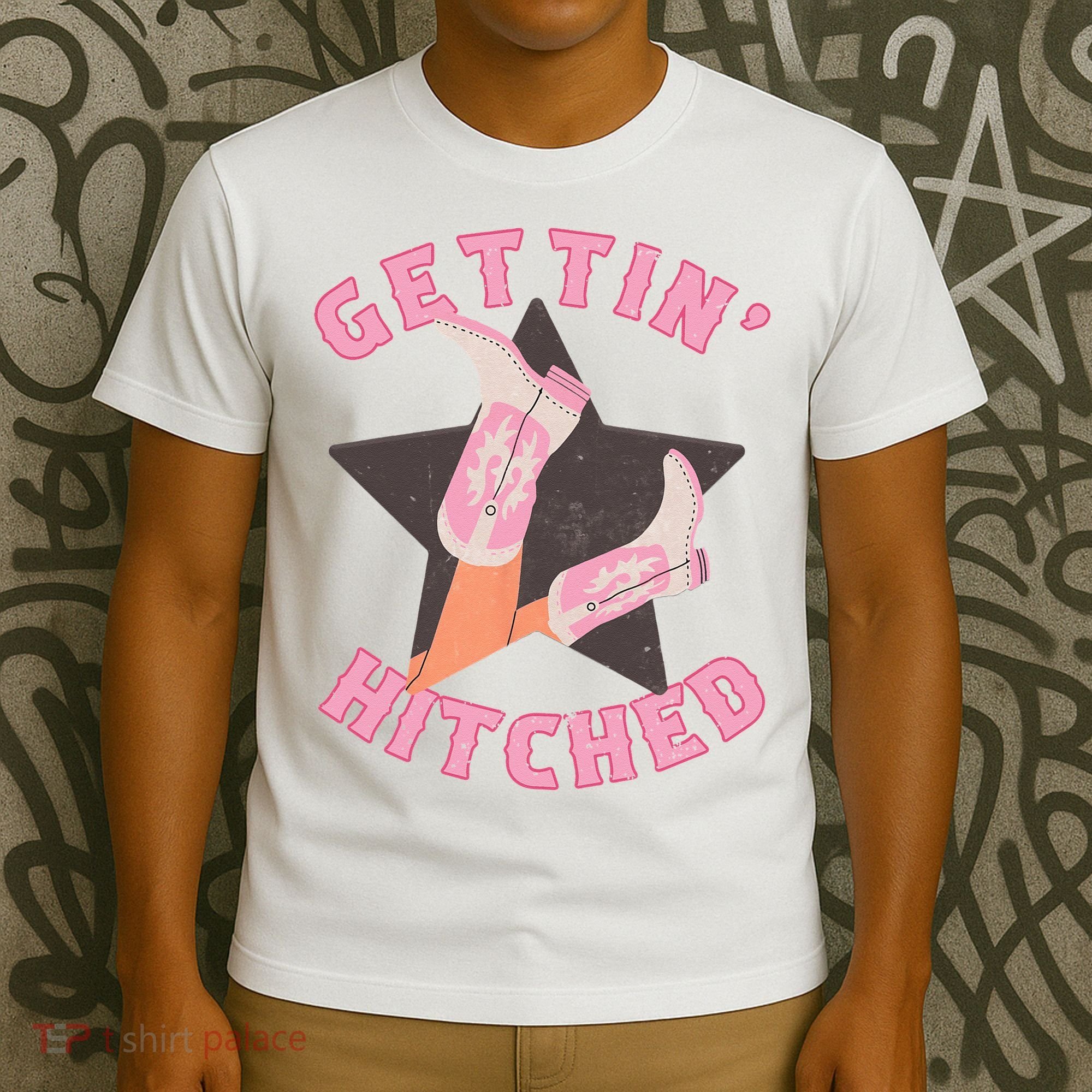 Western Gettin' Hitched Bridal Bachelorette Party Matching T-Shirt
