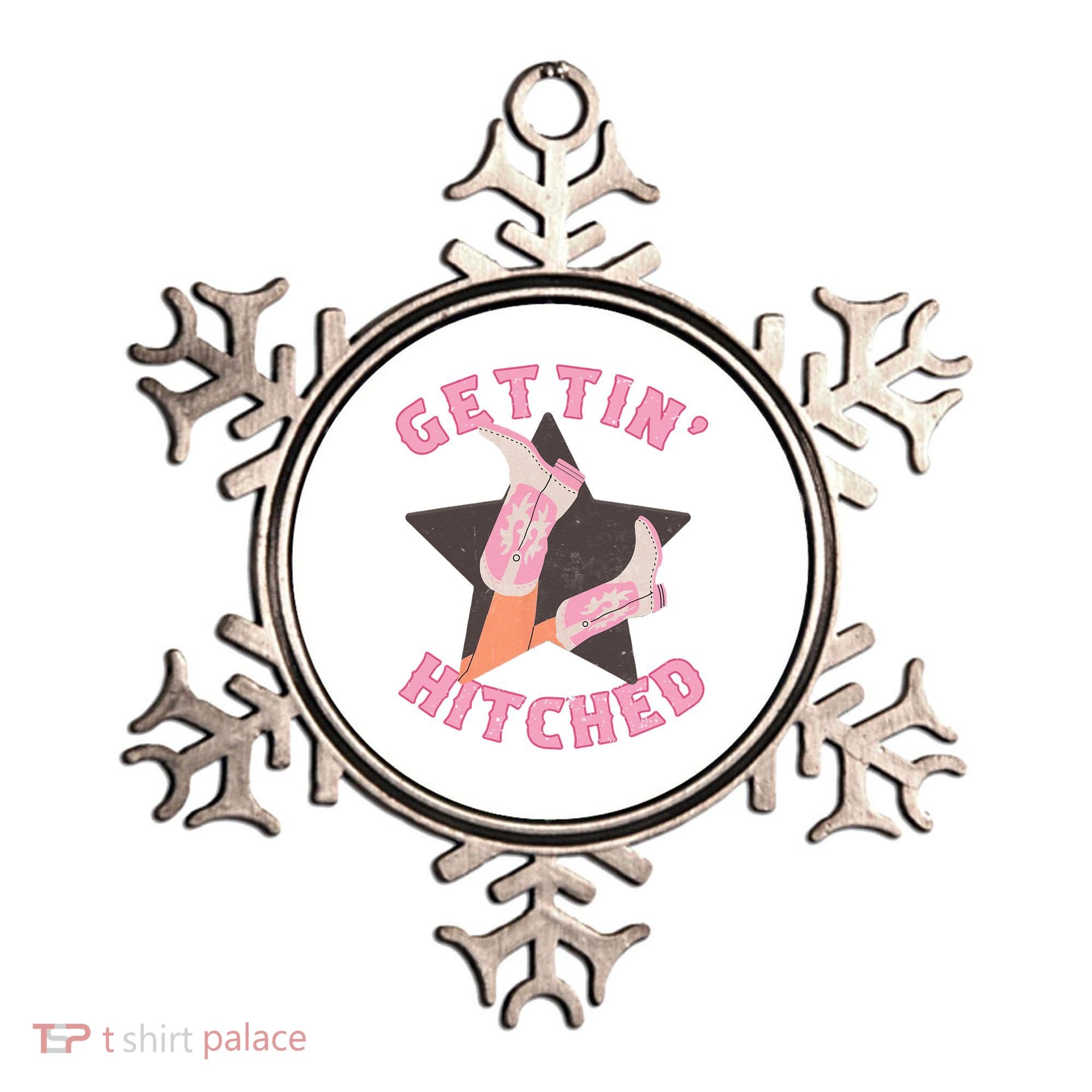 Western Gettin' Hitched Bridal Bachelorette Party Matching Ornament