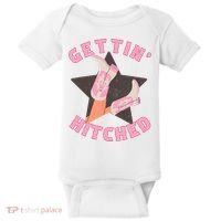Western Gettin' Hitched Bridal Bachelorette Party Matching Baby Bodysuit thumb 0