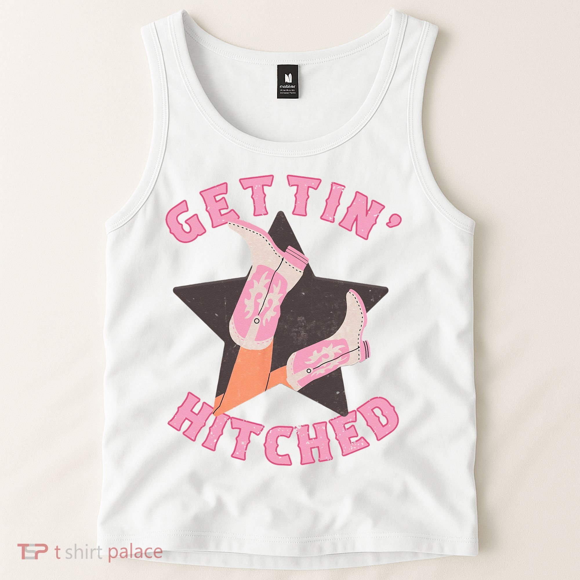 Western Gettin' Hitched Bridal Bachelorette Party Matching Tank Top