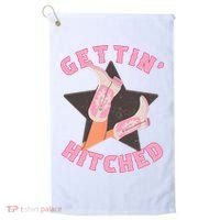 Western Gettin' Hitched Bridal Bachelorette Party Matching Golf Towel thumb 0