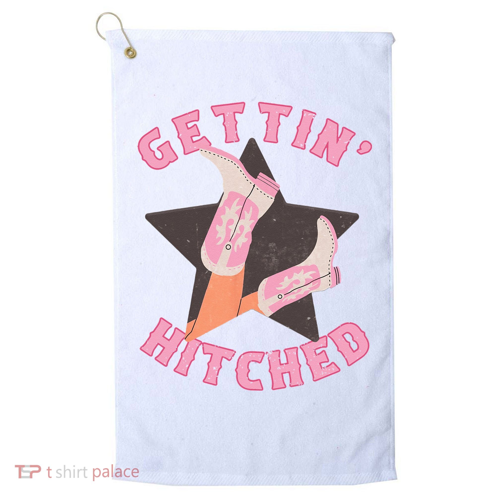 Western Gettin' Hitched Bridal Bachelorette Party Matching Golf Towel