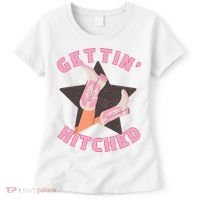 Western Gettin' Hitched Bridal Bachelorette Party Matching Women's T-Shirt thumb 0
