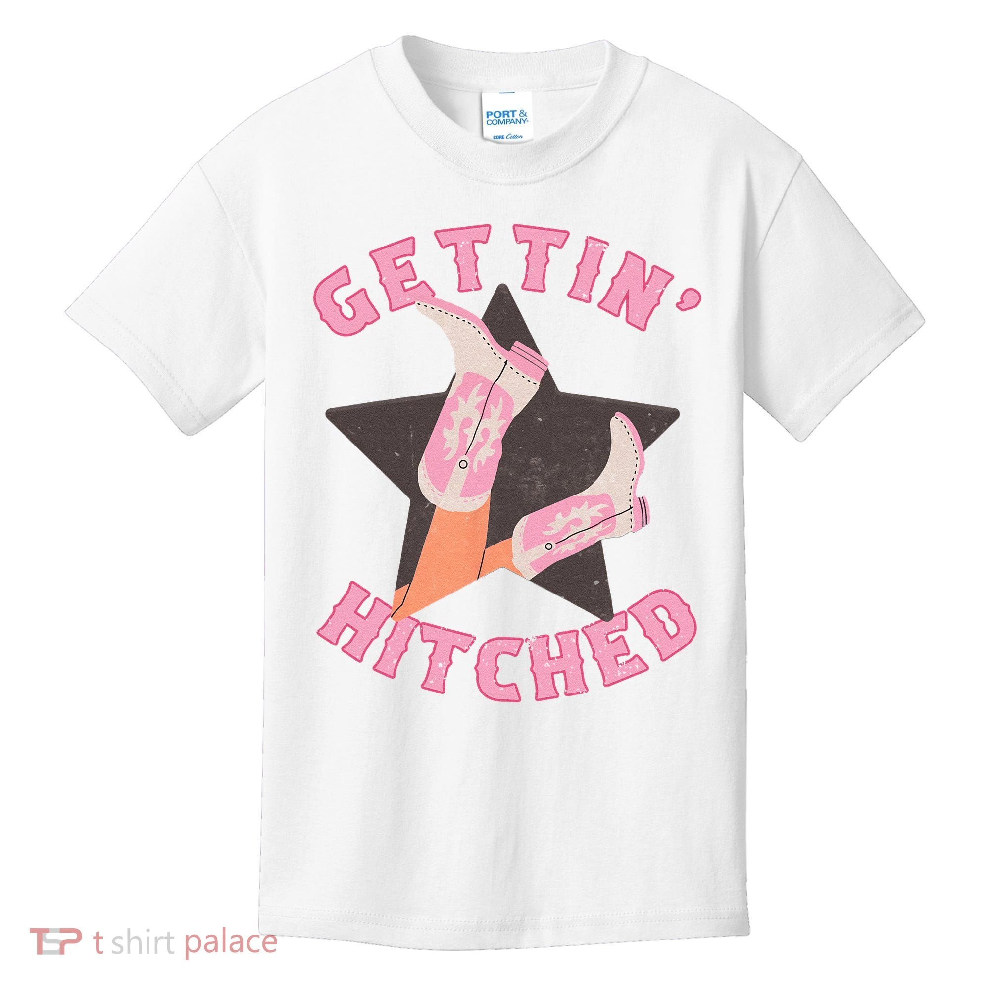 Western Gettin' Hitched Bridal Bachelorette Party Matching Kids T-Shirt