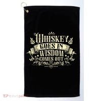 Whiskey Goes In Wisdom Comes Out Drinker Drinking Whisky Golf Towel thumb 0