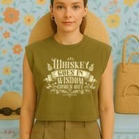 Whiskey Goes In Wisdom Comes Out Drinker Drinking Whisky Garment-Dyed Women's Muscle Tee thumb 4