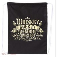 Whiskey Goes In Wisdom Comes Out Drinker Drinking Whisky Drawstring Bag thumb 0