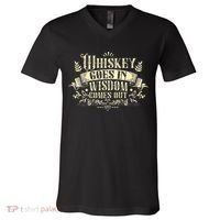 Whiskey Goes In Wisdom Comes Out Drinker Drinking Whisky V-Neck T-Shirt thumb 0