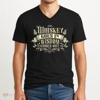 Whiskey Goes In Wisdom Comes Out Drinker Drinking Whisky V-Neck T-Shirt thumb 2