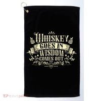Whiskey Goes In Wisdom Comes Out Drinker Drinking Whisky Golf Towel thumb 0