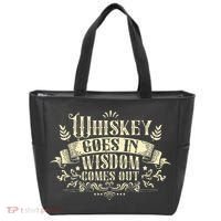 Whiskey Goes In Wisdom Comes Out Drinker Drinking Whisky Tote Bag thumb 0
