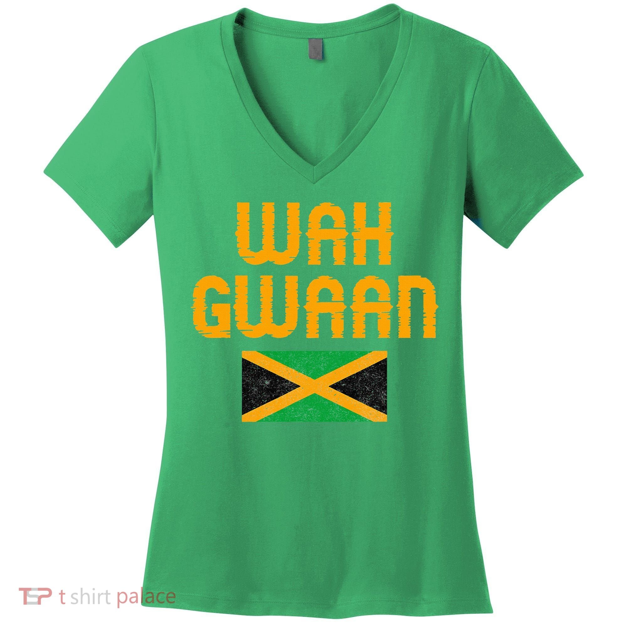 Wah Gwaan Jamaica Women's V-Neck T-Shirt