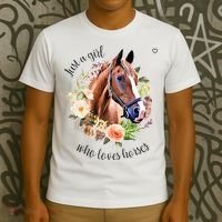 Wo Girl Just A Girl Who Loves Horses Riding T-Shirt thumb 3