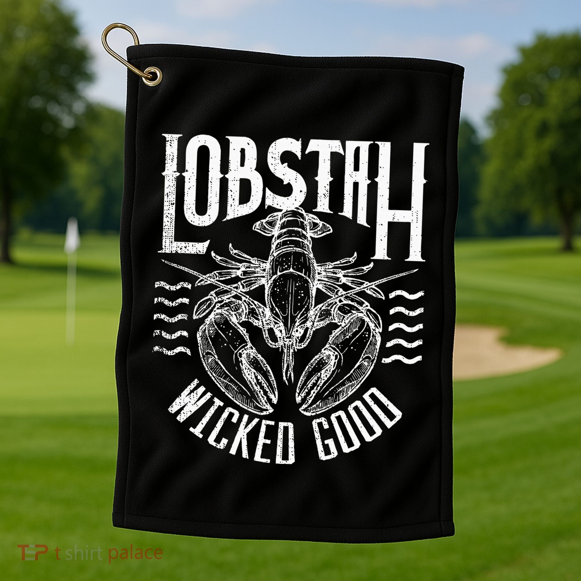 Wicked Good Lobstah Funny Maine Boston Cape Cod Lobster Golf Towel