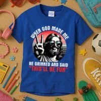 When God Made Me He Said This'll Be Fun Religious Christian  Kids T-Shirt thumb 3