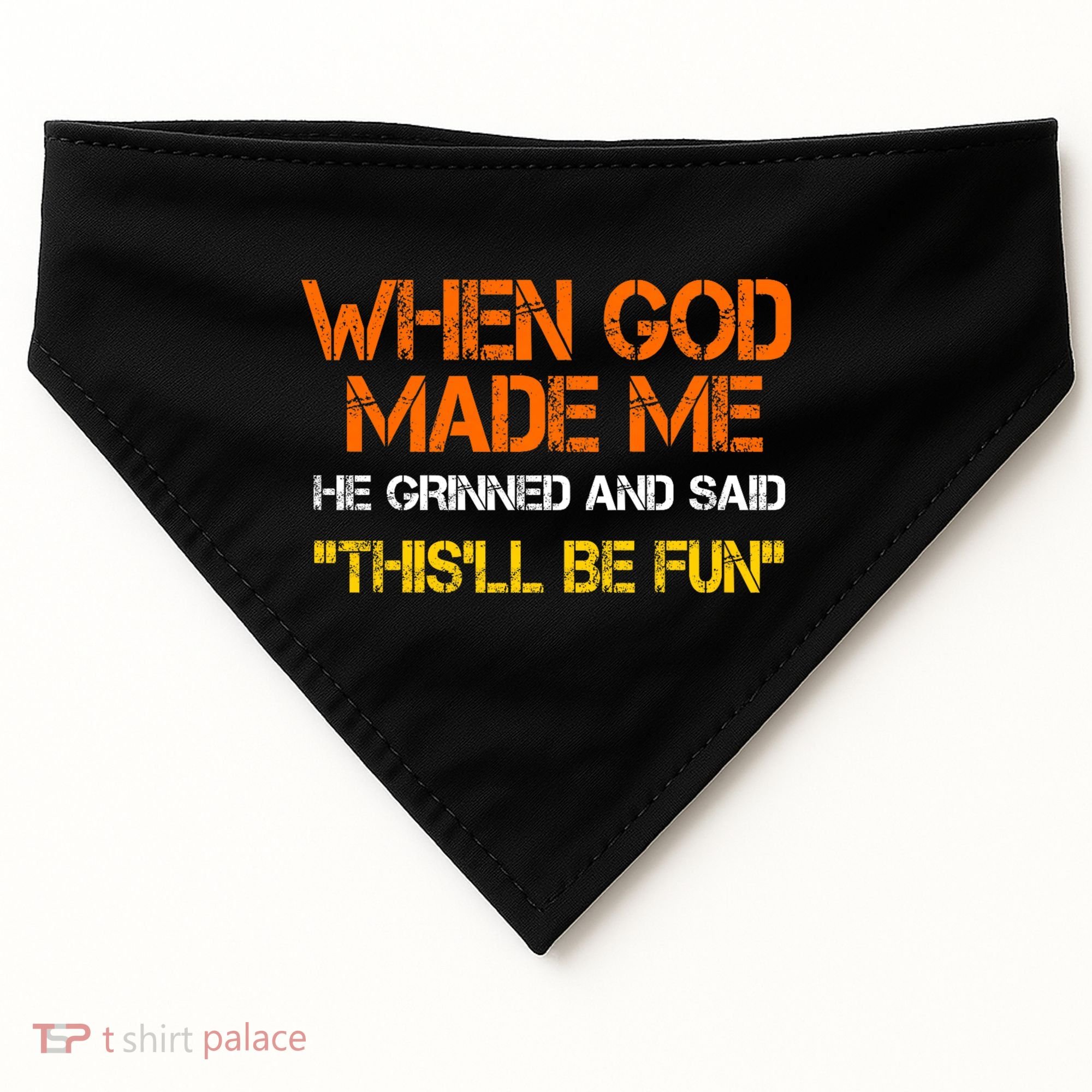 When God Made Me He Grinned Funny Meme USA-Made Doggie Bandana