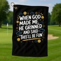 When God Made Me He Said This Will Be Fun Quote Golf Towel thumb 1