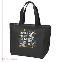 When God Made Me He Said This Will Be Fun Quote Tote Bag thumb 3