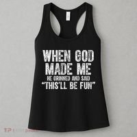 When God Made Funny Christian Faith Religious Women's Tank Top thumb 3