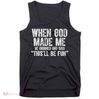 When God Made Funny Christian Faith Religious Tank Top thumb 0