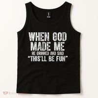 When God Made Funny Christian Faith Religious Tank Top thumb 2