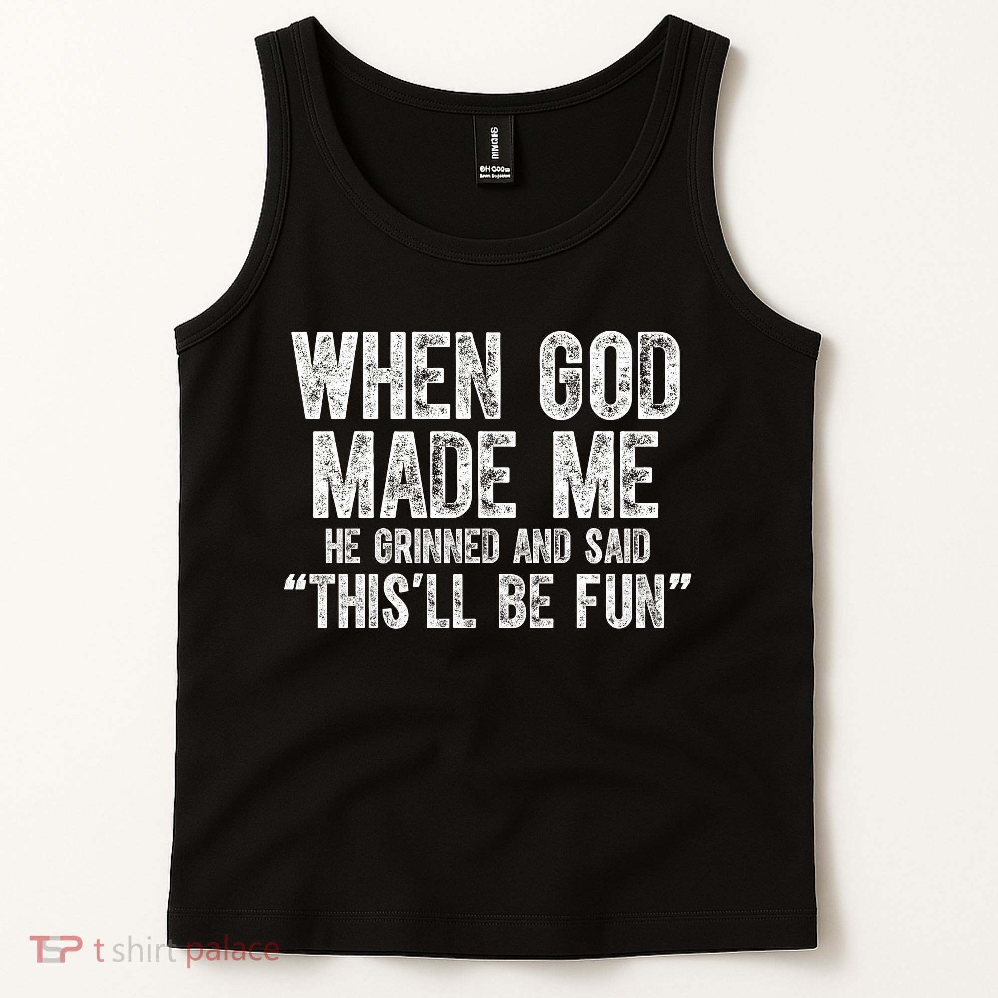 When God Made Funny Christian Faith Religious Tank Top