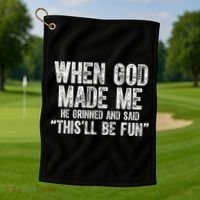 When God Made Funny Christian Faith Religious Golf Towel thumb 1