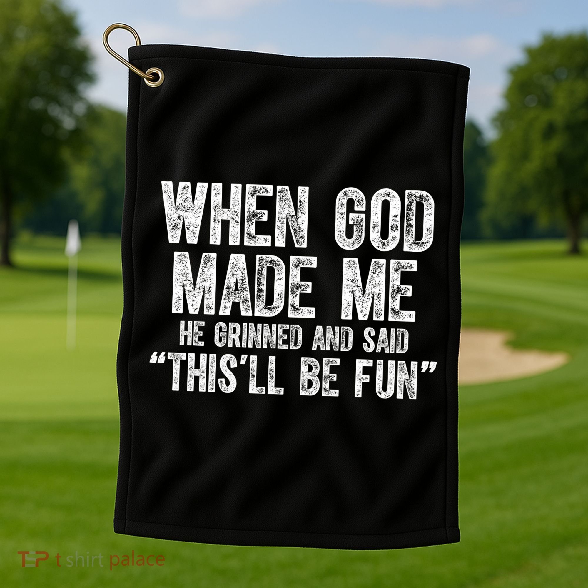When God Made Funny Christian Faith Religious Golf Towel