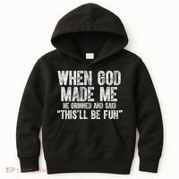 When God Made Funny Christian Faith Religious Kids Hoodie thumb 0