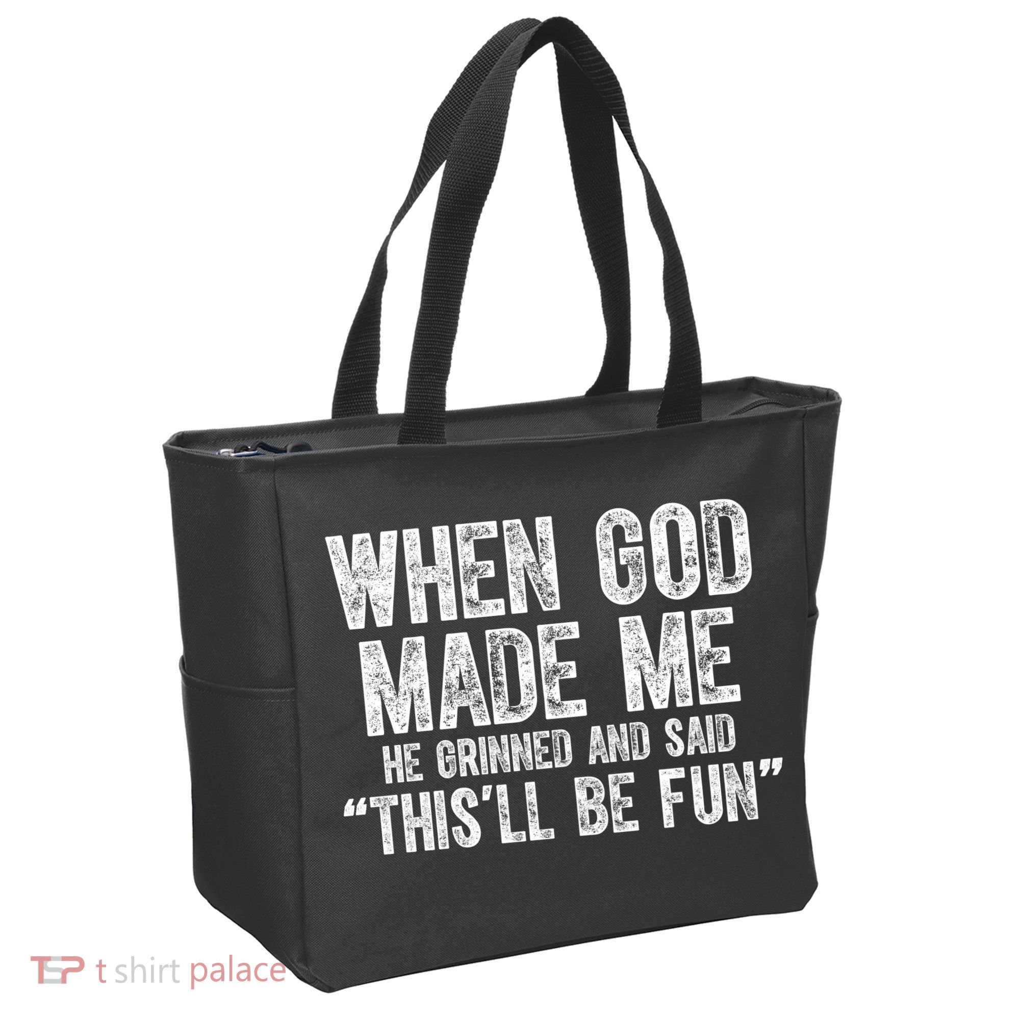 When God Made Funny Christian Faith Religious Tote Bag