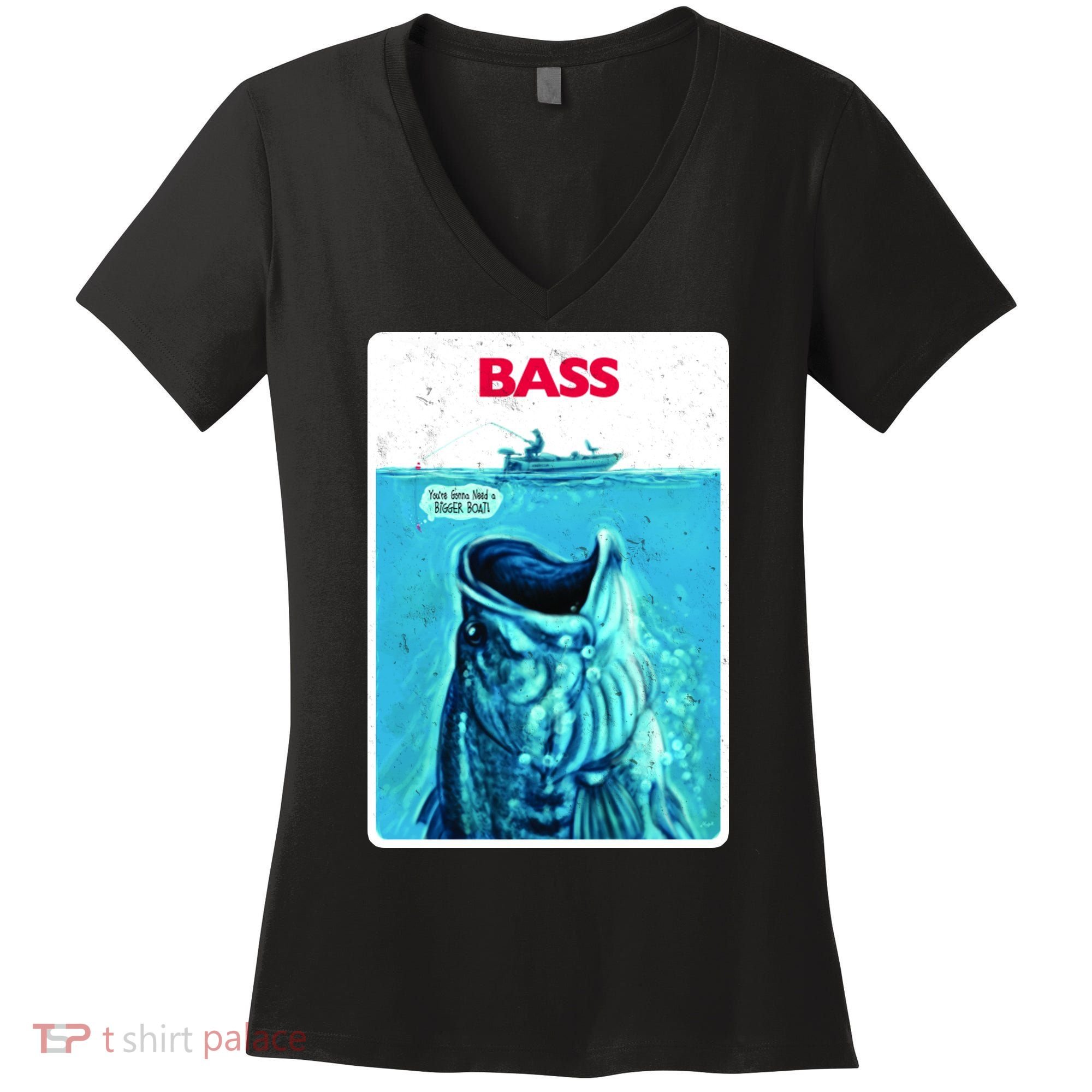 We're Gonna Need A Bigger Boat Bass Fishing Women's V-Neck T-Shirt