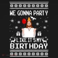 We Gonna Party Like Its My Birthday Jesus Sweater Christmas Funny Mousepad thumb 1