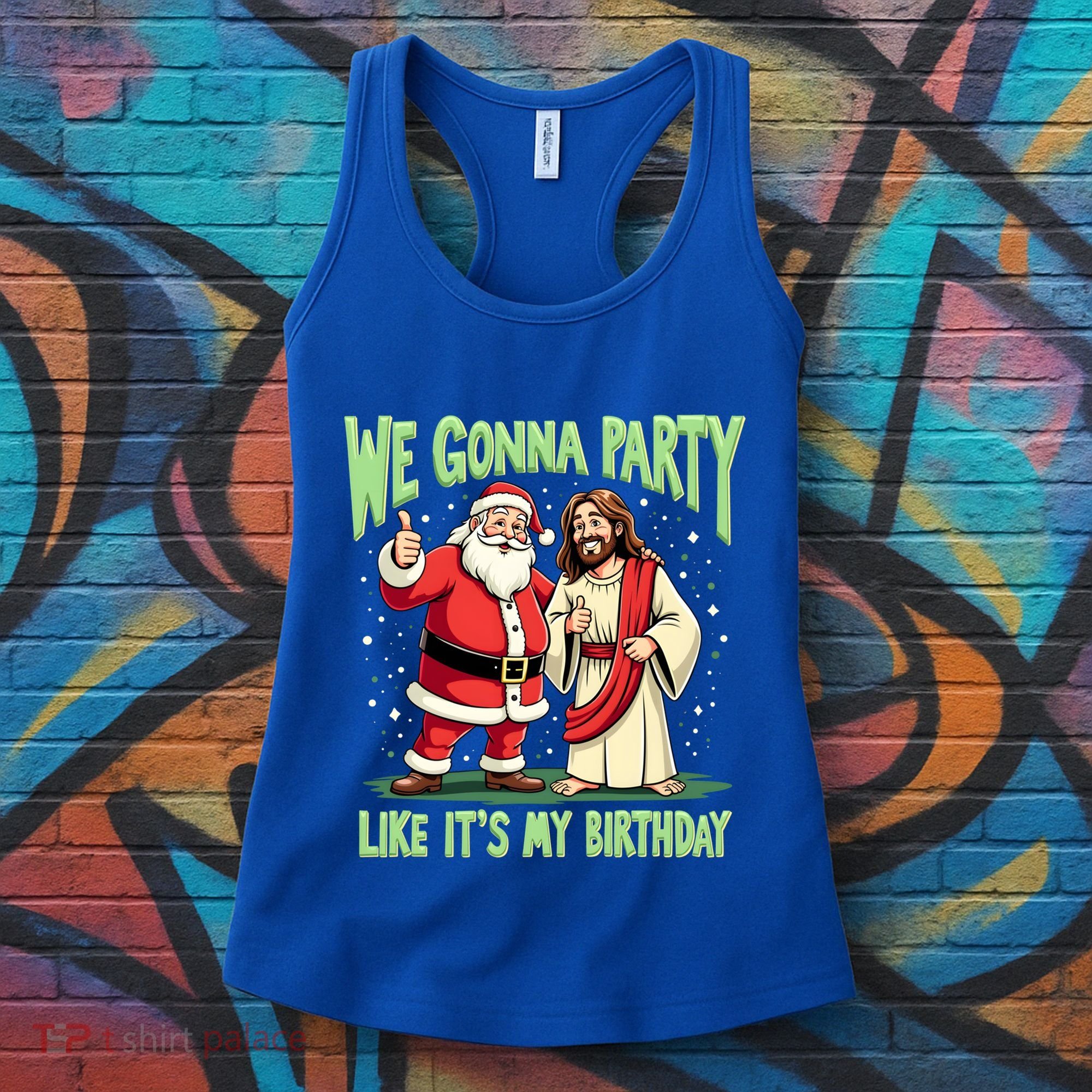 We Gonna Party Like ItS My Birthday Funny Xmas Santa Jesus Gift Women's Tank Top