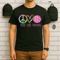 WoM.e.ns Girls Pickleball Shirts Retired Ladies Peace Love Pickleball V-Neck T-Shirt thumb 6