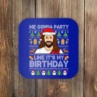 We Gonna Party Like ItS My Birthday Jesus Christmas Gift Coaster thumb 0