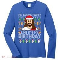 We Gonna Party Like ItS My Birthday Jesus Christmas Gift Women's Long Sleeve Shirt thumb 0