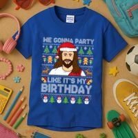 We Gonna Party Like ItS My Birthday Jesus Christmas Gift Kids T-Shirt thumb 3