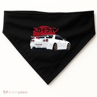 White Gt R 34 JDM Skyline USA-Made Doggie Bandana