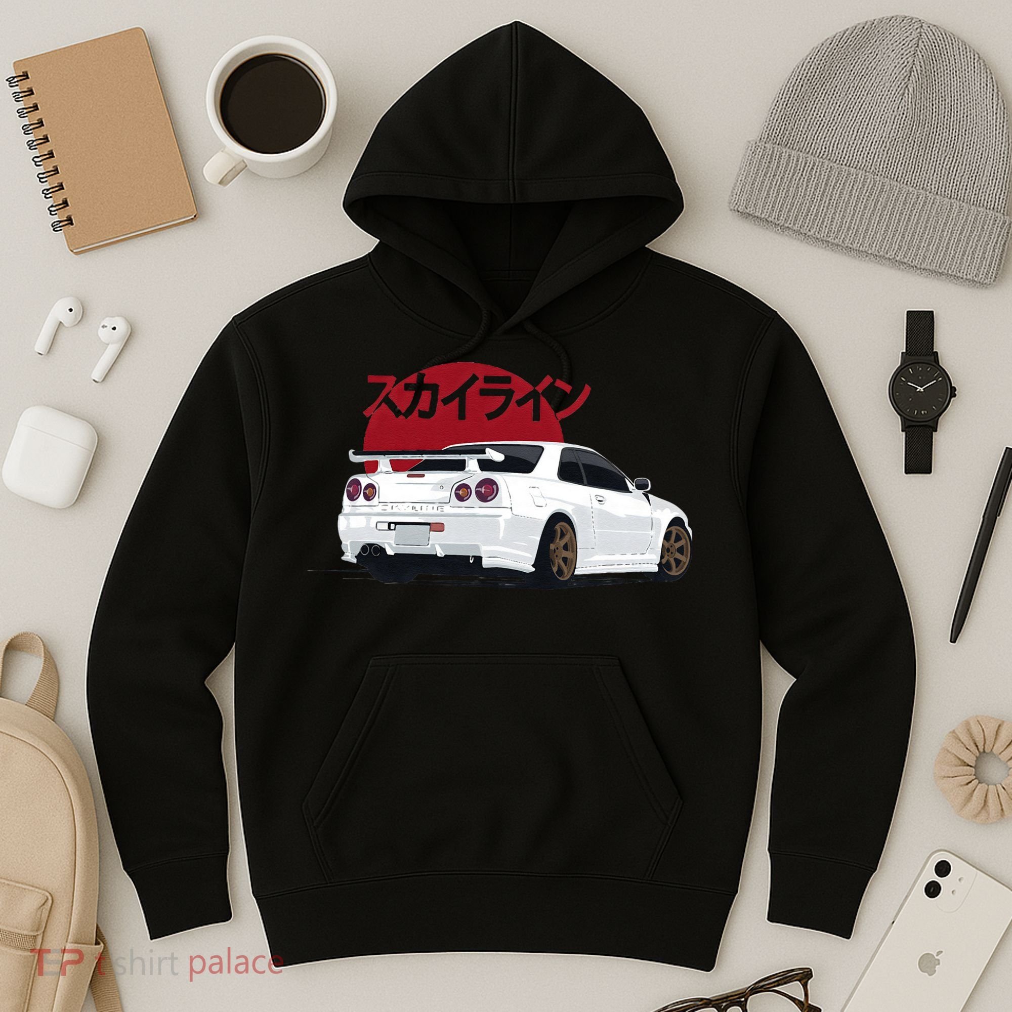 White Gt R 34 JDM Skyline Hoodie
