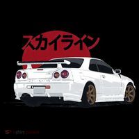 White Gt R 34 JDM Skyline Hoodie thumb 7