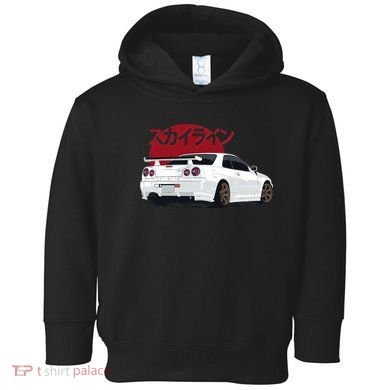 White Gt R 34 JDM Skyline Toddler Hoodie