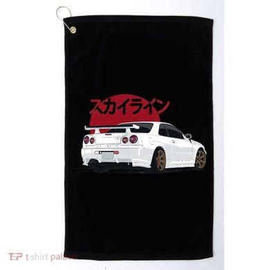 White Gt R 34 JDM Skyline Golf Towel