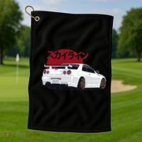 White Gt R 34 JDM Skyline Golf Towel thumb 1