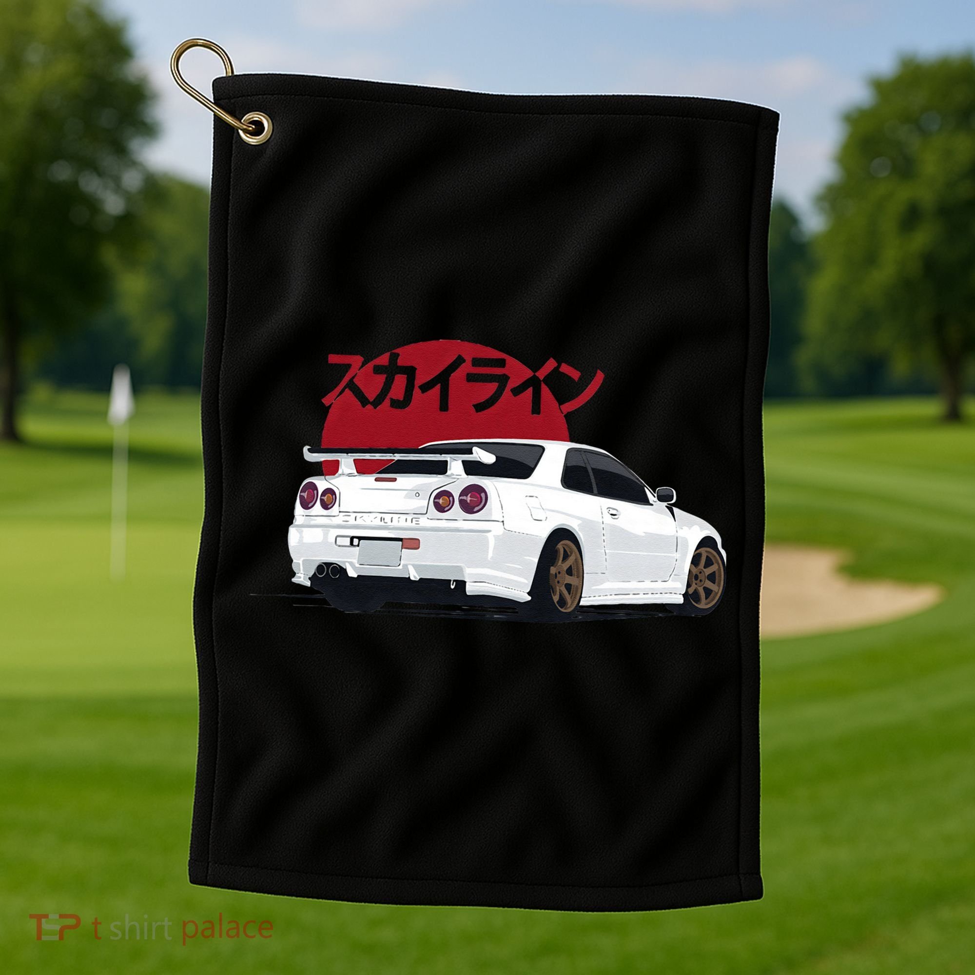 White Gt R 34 JDM Skyline Golf Towel