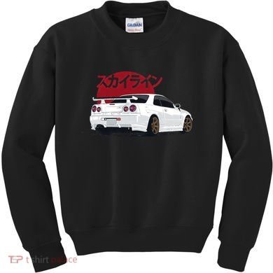 White Gt R 34 JDM Skyline Kids Sweatshirt